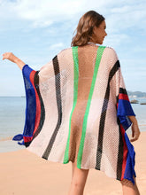 Colorful Striped Crochet Mesh Swim Cover-Up