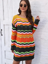 Colorful Striped Knit Sweater Dress for Women Black Woman Sweater Dresses