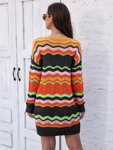 Colorful Striped Knit Sweater Dress for Women