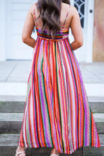 Colorful Striped Maxi Dress in Polyester