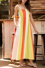 Colorful Striped Maxi Dress with Smocked Stretchy Fabric Maxi Dresses