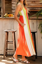 Colorful Striped Maxi Dress with Smocked Stretchy Fabric Maxi Dresses