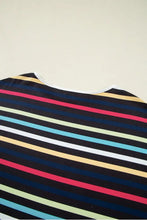 Colorful Striped Short Sleeve Casual T Shirt for Women Woman T Shirts
