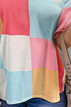 Colorful Waffle Knit Patchwork Shirt for Women