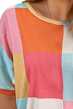 Colorful Waffle Knit Patchwork Shirt for Women