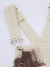 Colorful wide leg overalls in beige canvas, machine wash cold
