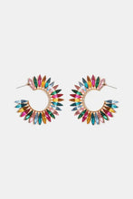 Colorful zinc alloy acrylic hoop earrings with gemstone accents