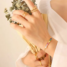 Contrast Zircon Titanium Steel Bracelet Multicolor One Size Bracelets