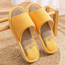 Yellow open toe flats slippers with cute bear paw heel design