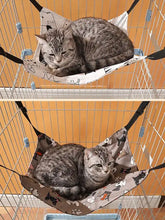 Gray tabby cat lounging in comfortable hanging pet hammock with durable nylon straps