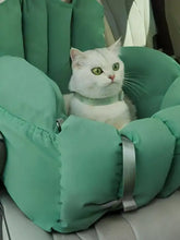 Portable pet car nest mint-green cushion with armrests and strap