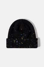 Confetti Rib-Knit Cuff Beanie Black One Size Hats