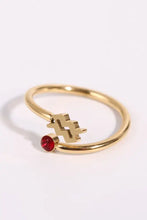 Gold Constellation Stainless Steel Zodiac Ring with Red Birthstone