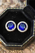 Contrast 2 Carat Moissanite Sterling Silver Stud Earrings with Blue Halo