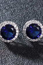 2 carat moissanite sterling silver stud earrings with sapphire halo