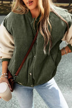 Contrast Baseball Collar Snap Down Long Sleeve Jacket Woman Outerwear