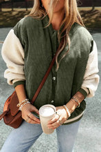 Contrast Baseball Collar Snap Down Long Sleeve Jacket Woman Outerwear
