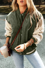 Contrast Baseball Collar Snap Down Long Sleeve Jacket Woman Outerwear