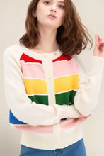 Contrast Button Down Long Sleeve Cardigan Ivory Woman Outerwear