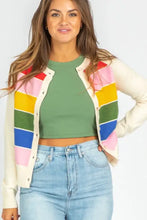 Contrast Button Down Long Sleeve Cardigan Woman Outerwear