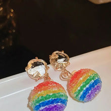 Contrast crystal bead earrings with rainbow sequined drops