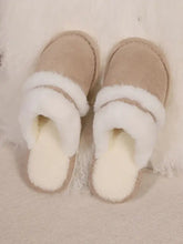Contrast Faux Fur Round Toe Slippers Woman Slippers