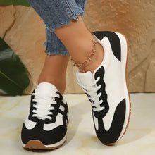 Contrast Lace Up Round Toe Sneakers Black Woman Sneakers