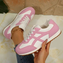 Contrast Lace Up Round Toe Sneakers Woman Sneakers