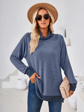 Contrast Mock Neck Long Sleeve T-Shirt Woman T Shirts