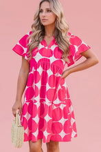 Contrast Notched Flutter Sleeve Dress Strawberry Casual Dresses