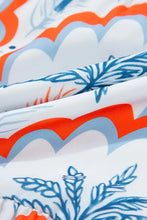 Contrast Palm Tree Printed Short Sleeve Flowy Dress Casual Dresses