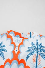 Contrast Palm Tree Printed Short Sleeve Flowy Dress Casual Dresses