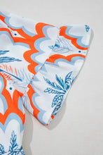 Contrast Palm Tree Printed Short Sleeve Flowy Dress Casual Dresses