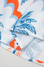 Contrast Palm Tree Printed Short Sleeve Flowy Dress Casual Dresses