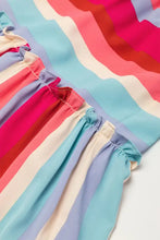 Contrast Stripe Wide Strap Smocked Tiered Dress Woman Casual Dress