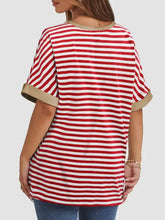 Contrast Striped Round Neck Half Sleeve T-Shirt Woman T Shirts