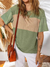 Contrast Striped Short Sleeve T-Shirt Woman T Shirts