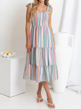 Contrast Striped Square Neck Cami Dress Stripe Casual Dresses