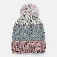 Pastel pink and gray Target contrast thermal hat with pom-pom