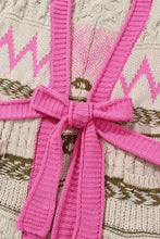 Contrast Tied Open Front Cardigan Woman Outerwear