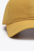 Mustard yellow cotton classic baseball cap with curved brim and stitched detailing