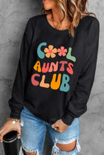 Cool Aunts Club letter graphic round neck long sleeve sweatshirt with floral jeans