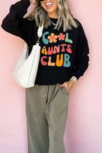 Black Cool Aunts Club long sleeve sweatshirt with letter graphic round neck and floral accents