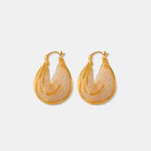 Golden copper glass stone U shape earrings with teardrop mesh design