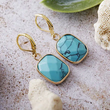 Gold-tone Copper Natural Stone Dangle Earrings with Turquoise