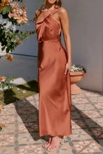 Copper Satin One Shoulder Evening Dress
