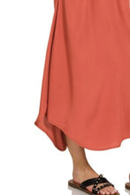 Coral Arc Hem Midi Dress with Flowy Pockets