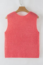 Coral sleeveless knit vest with tie V neck and slightly stretchy material