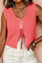 Coral tie v neck crop top in slightly stretchy material
