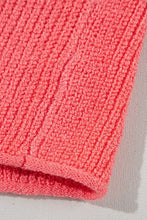 Coral ribbed knit beanie with tie V neck and slightly stretchy material